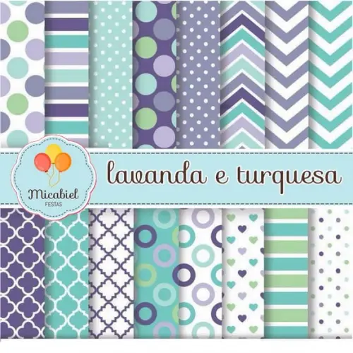 Papel Digital - Lavanda e Turquesa 1