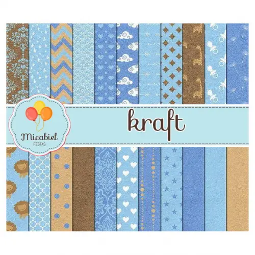 Papel Digital - Kraft (azul) 1