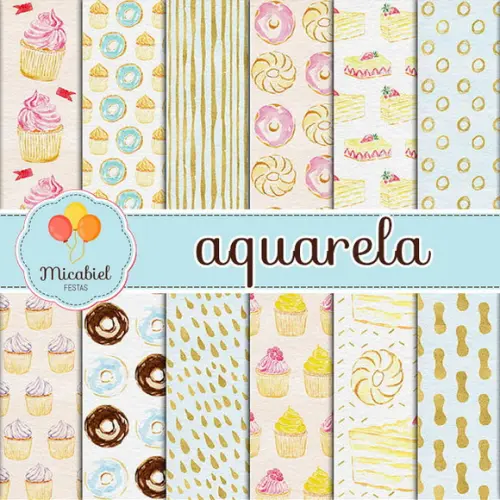 Papel Digital - Aquarela (confeitaria) 1
