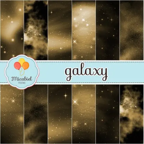 Papel Digital - Galaxy (amarelo) 1
