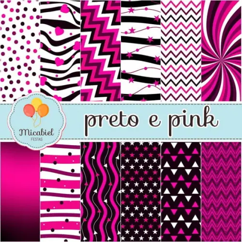Papel Digital - Preto e Pink 1