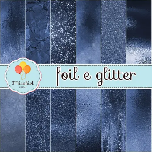 Papel Digital - Foil e Glitter (navy)