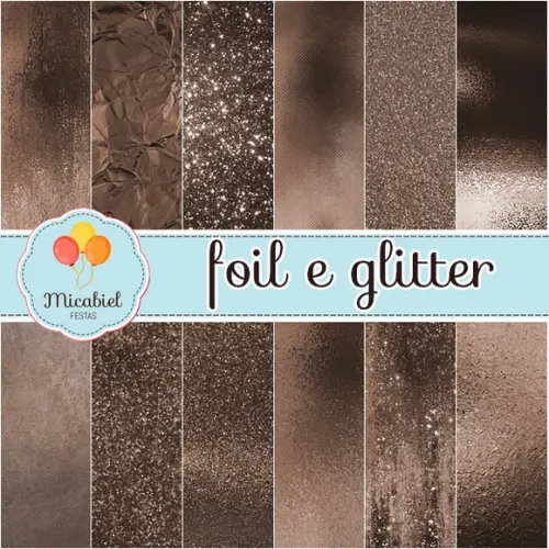 Papel Digital - Foil e Glitter (marrom)