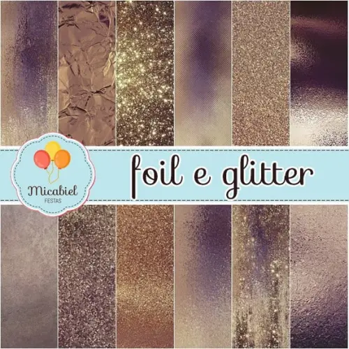 Papel Digital - Foil e Glitter (cobre)