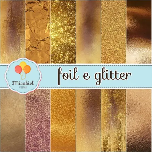 Papel Digital - Foil e Glitter (bronze)
