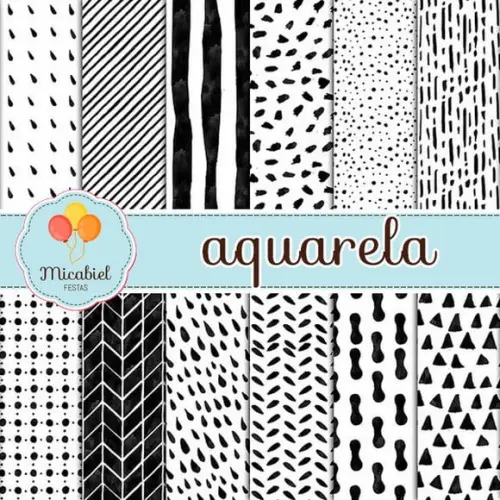 Papel Digital - Aquarela (preto e Branco) 2