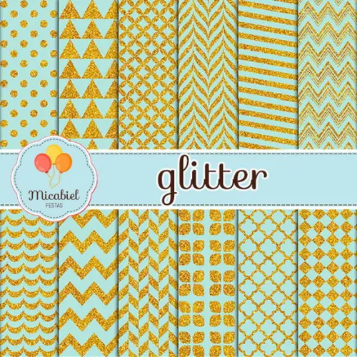 Papel Digital - Glitter (verde e Dourado) 1