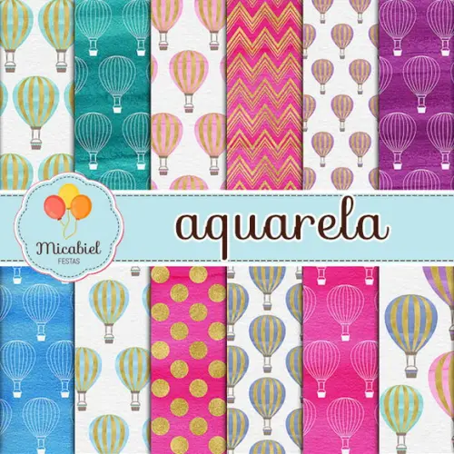 Papel Digital - Aquarela (balões) 1