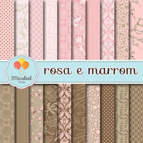 Papel Digital - Rosa e Marrom 1