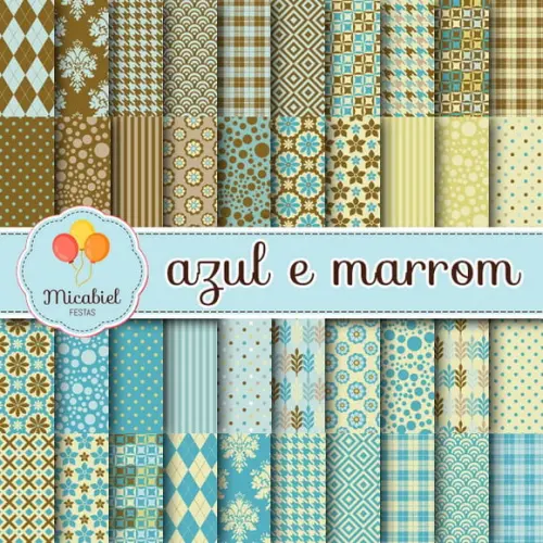 Papel Digital - Azul e Marrom 1