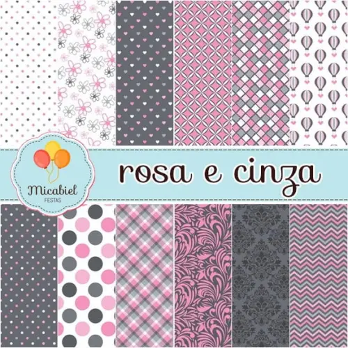 Papel Digital - Rosa e Cinza 1