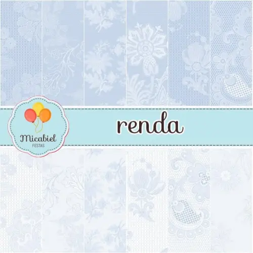 Papel Digital - Renda (azul) 1