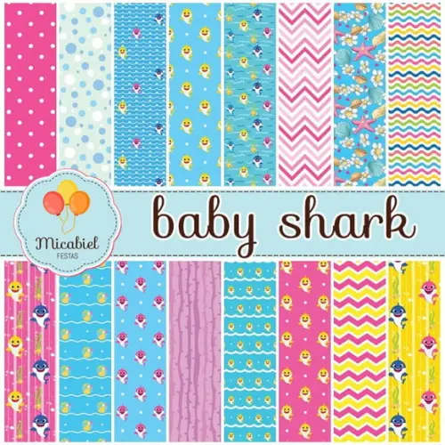 Papel Digital - Baby Shark (rosa) 1