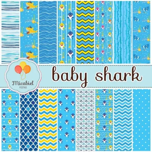 Papel Digital - Baby Shark (azul) 1