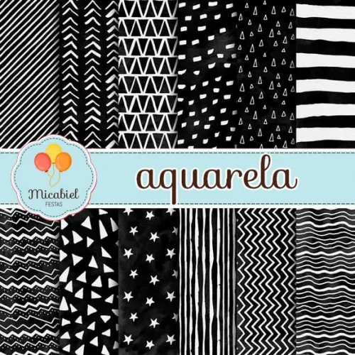 Papel Digital - Aquarela (preto e Branco) 1