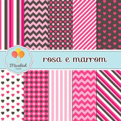 Papel Digital - Rosa e Marrom 4