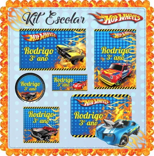 Arquivo de Corte - Etiqueta Escolar (hot Wheels) a
