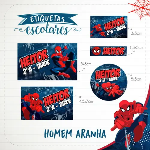 Arquivo de Corte - Etiqueta Escolar (homem Aranha) a