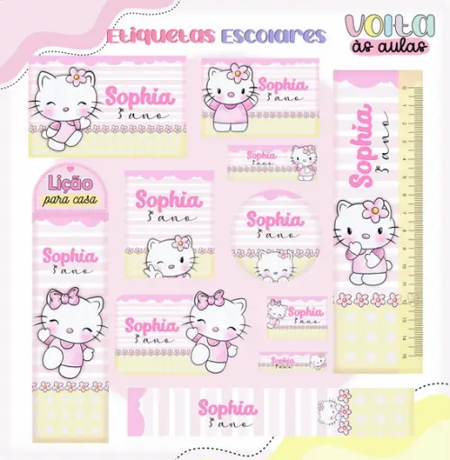 Arquivo de Corte - Etiqueta Escolar (hello Kitty) B
