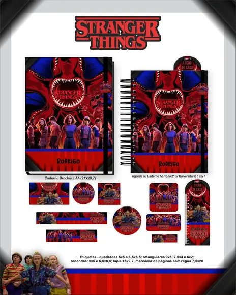 Arquivo Digital - Etiqueta Escolar (stranger Things) D