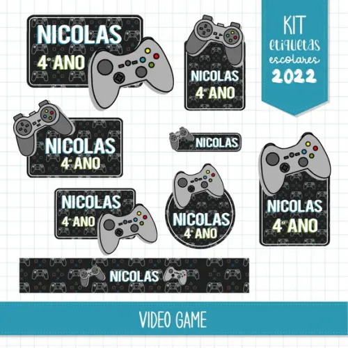 Arquivo de Corte - Etiqueta Escolar (video Game) c