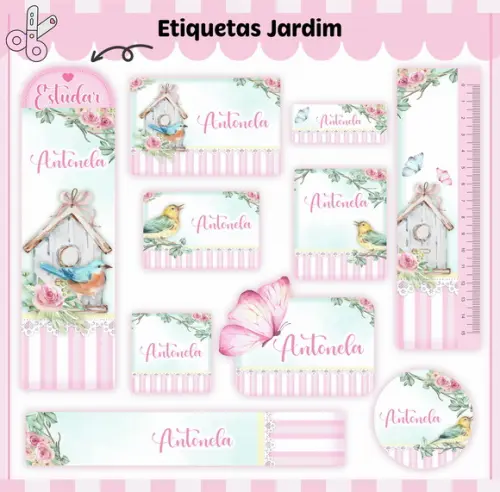 Arquivo de Corte - Etiqueta Escolar (jardim Encantado) e