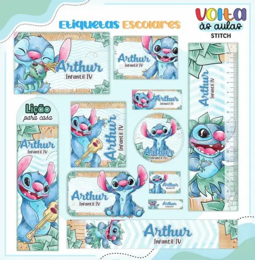 Arquivo de Corte - Etiqueta Escolar (lilo e Stitch) D