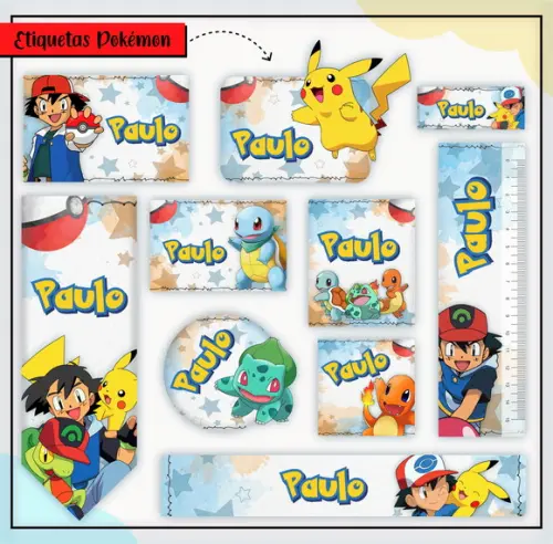 Arquivo de Corte - Etiqueta Escolar (pokemon) B
