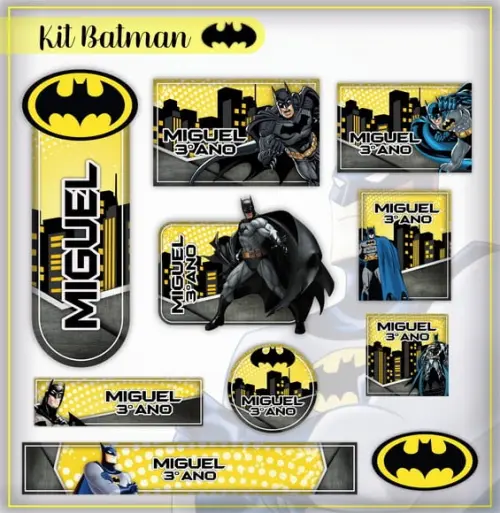 Arquivo de Corte - Etiqueta Escolar (batman) c