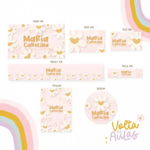 Arquivo de Corte - Etiqueta Escolar (margaridas) B