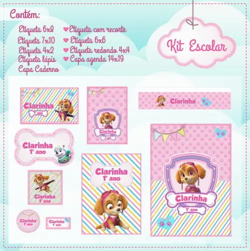 Arquivo de Corte - Etiqueta Escolar (patrulha Canina) F