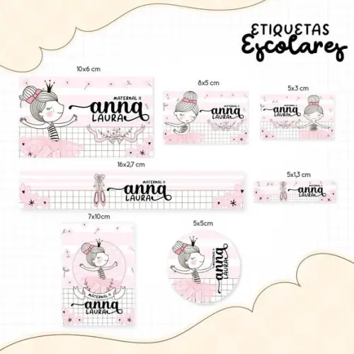 Arquivo de Corte - Etiqueta Escolar (bailarina) c