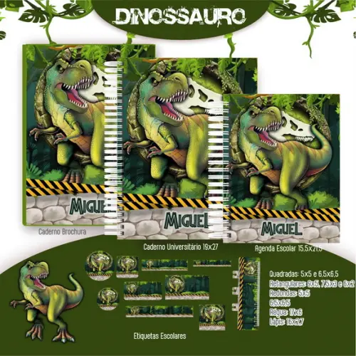 Arquivo Digital - Etiqueta Escolar (dinossauros) Q
