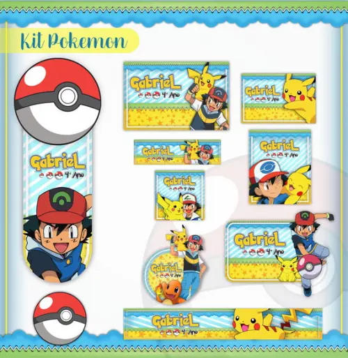 Arquivo de Corte - Etiqueta Escolar (pokemon) D