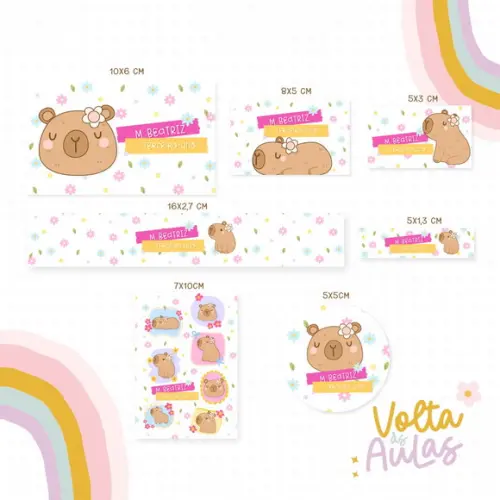 Arquivo de Corte - Etiqueta Escolar (capivara) D