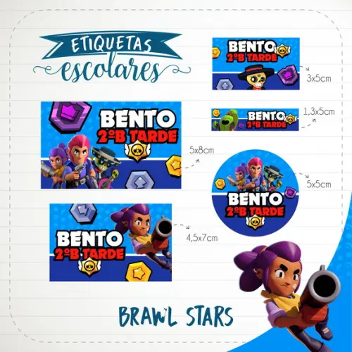 Arquivo de Corte - Etiqueta Escolar (brawl Stars) a