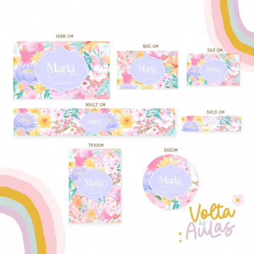 Arquivo de Corte - Etiqueta Escolar (floral) l