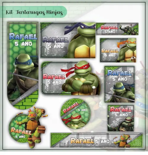 Arquivo de Corte - Etiqueta Escolar (tartarugas Ninja) B