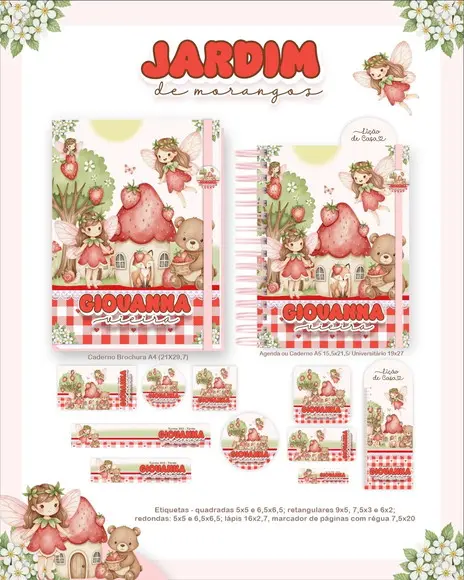 Arquivo Digital - Etiqueta Escolar (jardim de Morangos) a