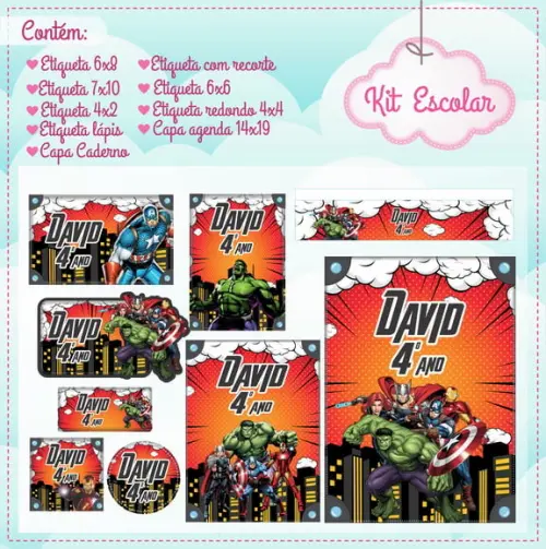 Arquivo de Corte - Etiqueta Escolar (vingadores) B