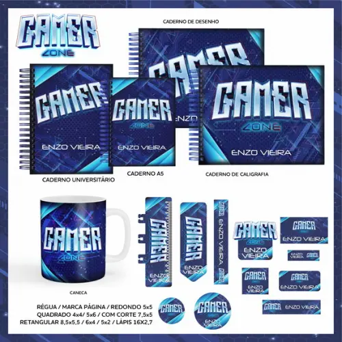 Arquivo Digital - Etiqueta Escolar (Gamer Zone) A