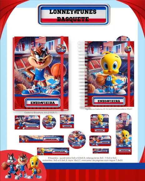 Arquivo Digital - Etiqueta Escolar (looney Tunes) a