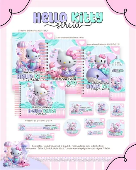Arquivo Digital - Etiqueta Escolar (hello Kitty) e