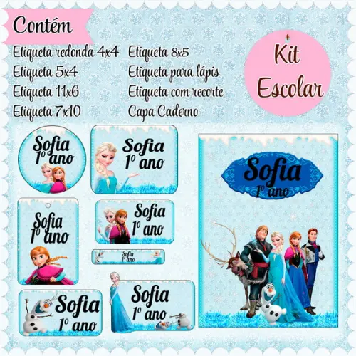Arquivo de Corte - Etiqueta Escolar (frozen) F