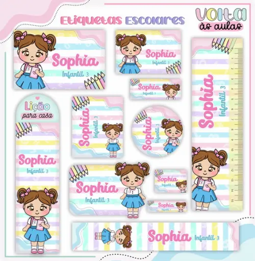 Arquivo de Corte - Etiqueta Escolar (aluninhas) a