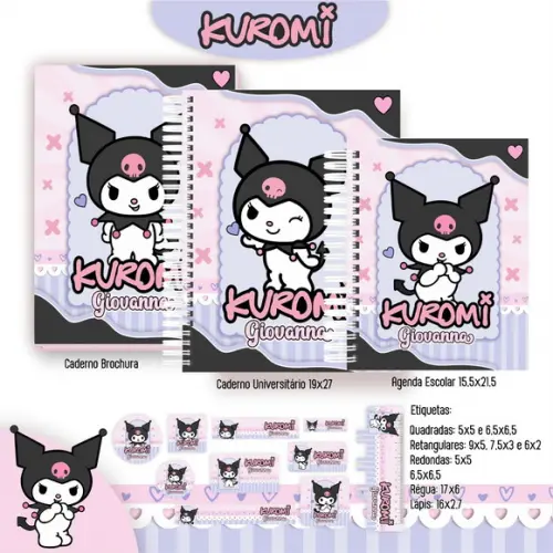 Arquivo Digital - Etiqueta Escolar (kuromi) a