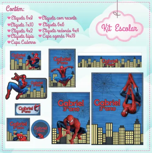 Arquivo de Corte - Etiqueta Escolar (homem Aranha) B