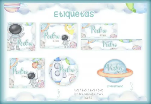Arquivo Digital - Etiqueta Escolar (Astronauta) C
