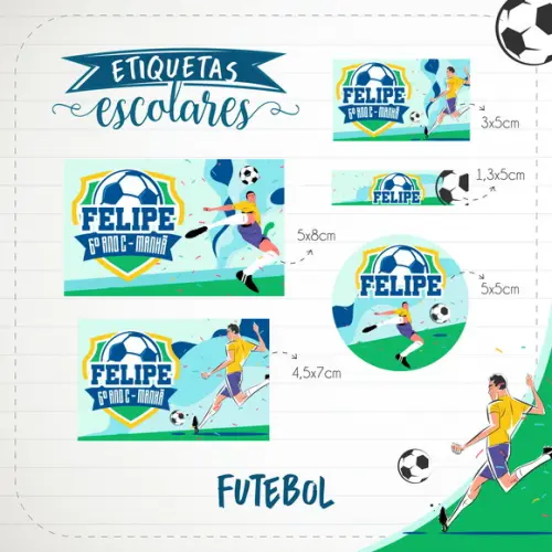 Arquivo de Corte - Etiqueta Escolar (futebol) a