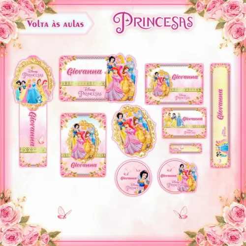Arquivo de Corte - Etiqueta Escolar (princesas) H